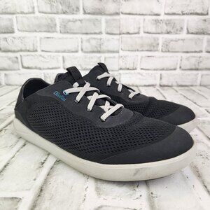 Olukai Moku Pae Boat Shoe Men's Sz 11 Black Slip On Casual Sneaker Comfort Beach